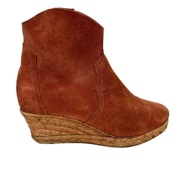 Anthropologie HOLDING HORSES 39 MAMBA BOOTIES Suede Rafia Wedge Spain festival - Picture 6 of 10